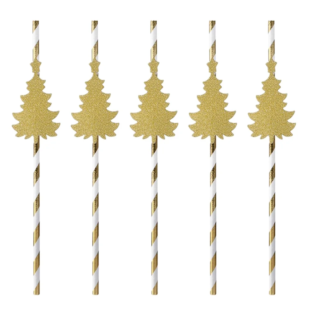

24PCS Christmas Tree Paper Straws Disposable Drinking Stems Eco Friendly Reusable Ideal for Party Home Hotel Cake Store