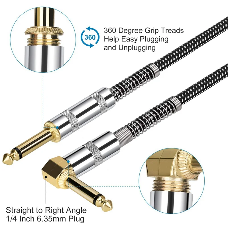 كابل صوت للميكروفون مطلي بالذهب 6.35 مم كابل تمديد كابل ميكروفون ستيريو