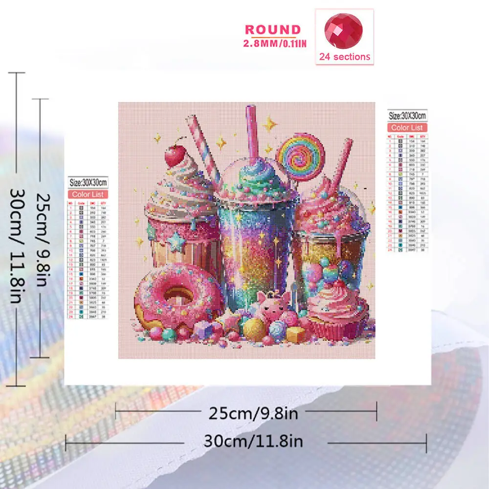 Momoart 5D DIY Diamond Embroidery Doughnut Cake Painting Drink Suitable For Beginners Diamond Mosaic Ice Cream Child Gift