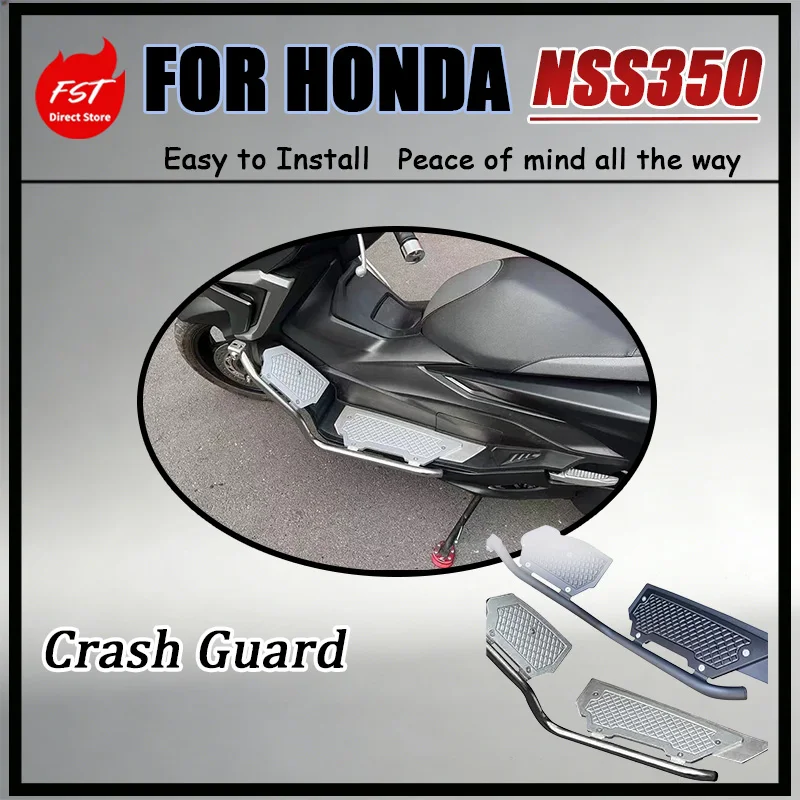 For Honda NSS350 Full-Wrap Stainless Steel Crash Bar Protective Modified Accessory with Wider Foot Pegs for Enhanced Safety