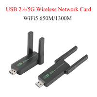 650/1300M Wireless Network Card WiFi5 USB Adapter Dual-Band 2.4G/5G Network Card Driver-Free Signal Receiver Transmitter For PC