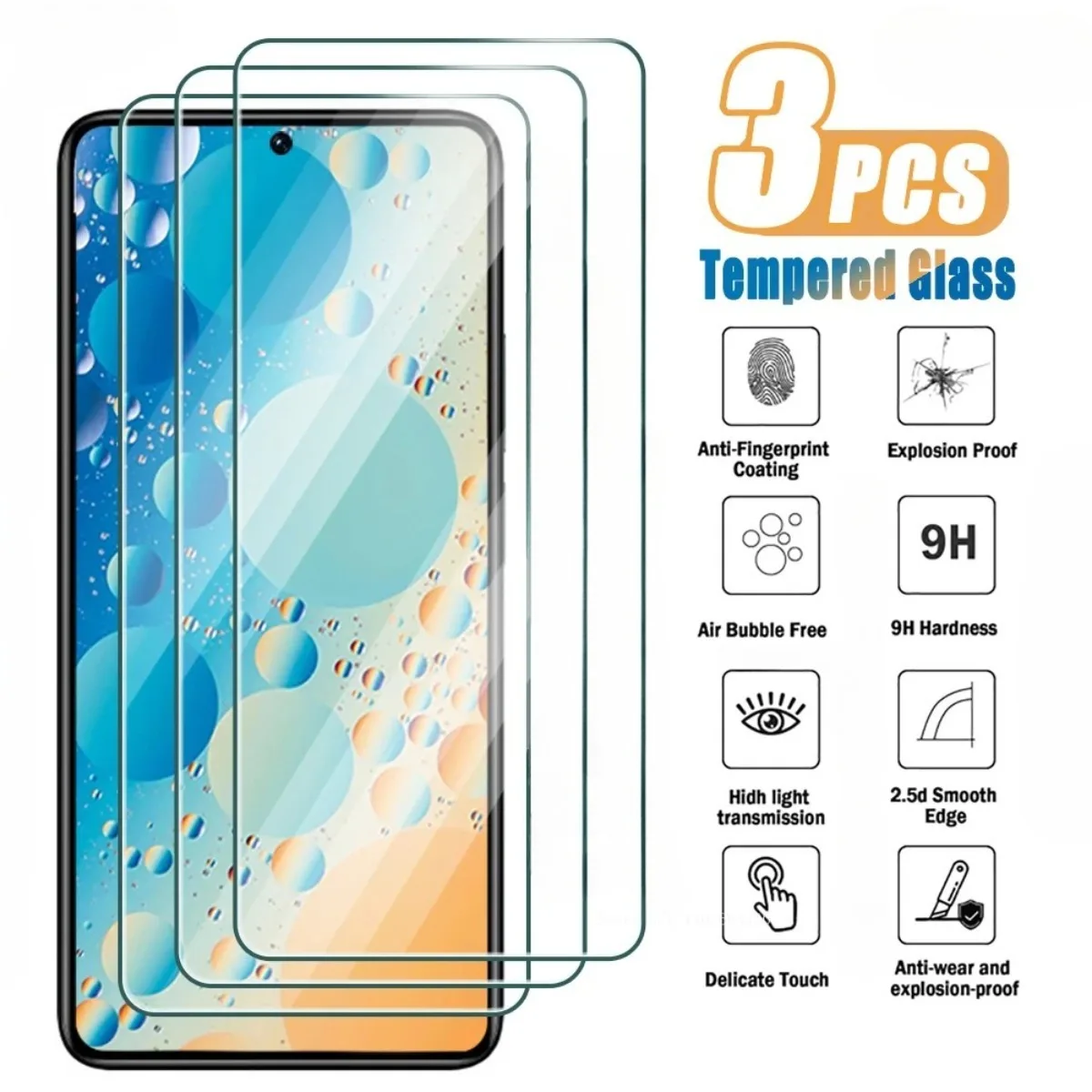 3PCS Tempered Glass for Xiaomi Redmi Note 10 11 12 13 Pro 4G 5G 13R 12s 11s 11E 11T Screen Protector for Redmi Note 10T 10s