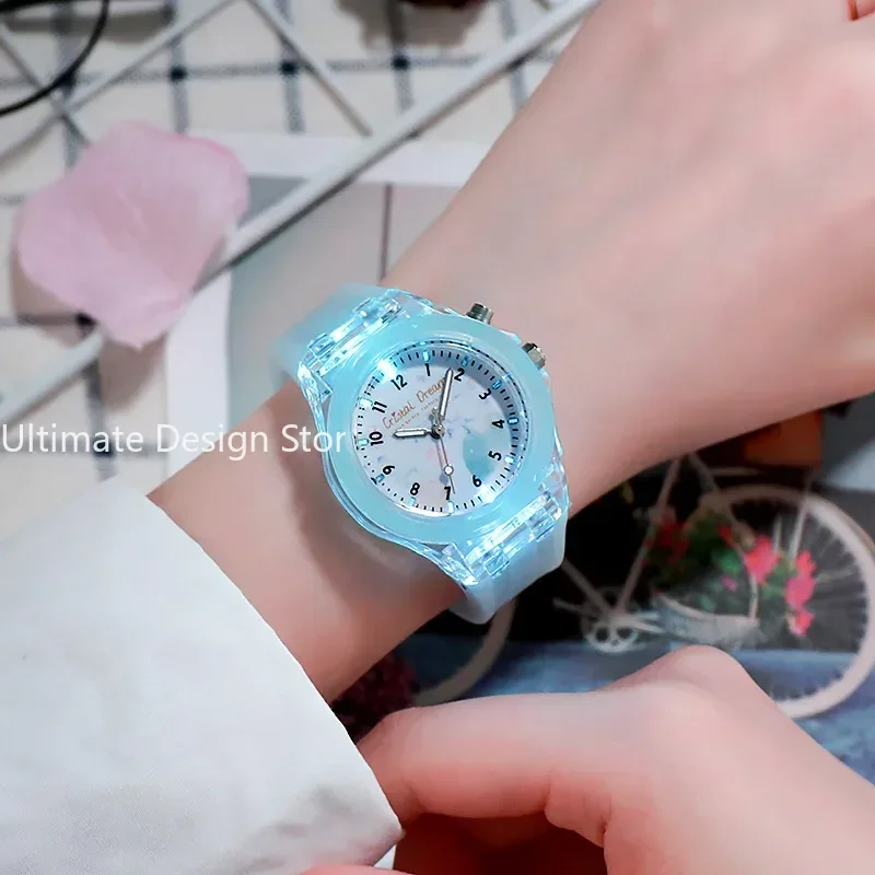 Sport kinderhorloges voor meisjes jongens cadeau persoonlijkheid klok gemakkelijk lezen kinderen siliconen flash quartz horloge reloj infantil