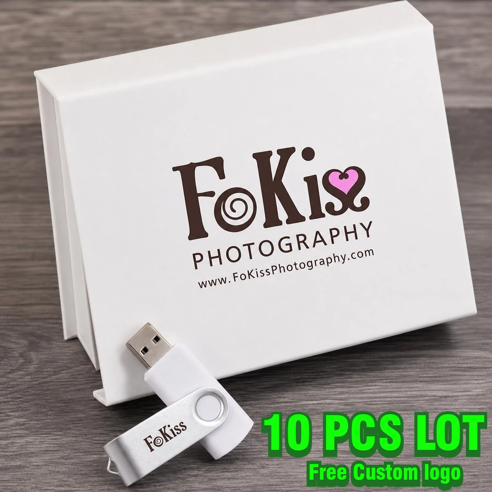 10Pcs/Lot Custom Logo Photography Swivel Metal Clip USB 2.0 4GB 8GB 16GB 32GB Memory Stick 64GB Flash Pen Drive