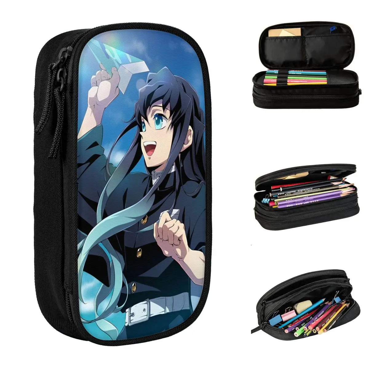 חמוד muichiro tokkito payer עיפרון pouch מחזיק עט עבור סטודנט אחסון תיק נייר תיק רוכסן משרד