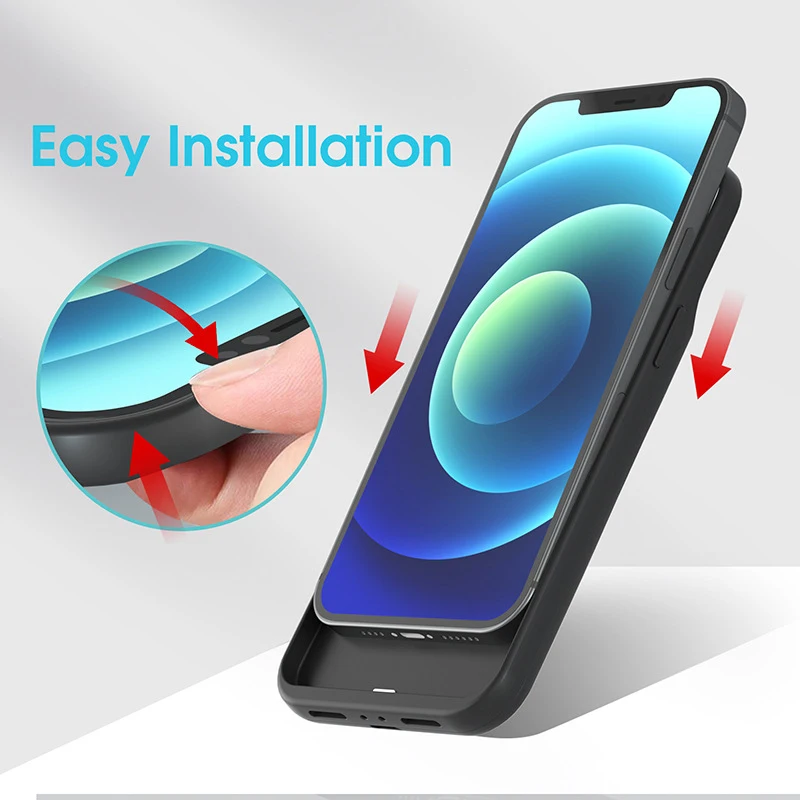 Battery Charger Case for IPhone 15/14/13/12/11 Pro Max Mini X/XS/XR 6/7/8 Plus SE2 6800mah/7000mah Power Bank Charger Case Cover view 6