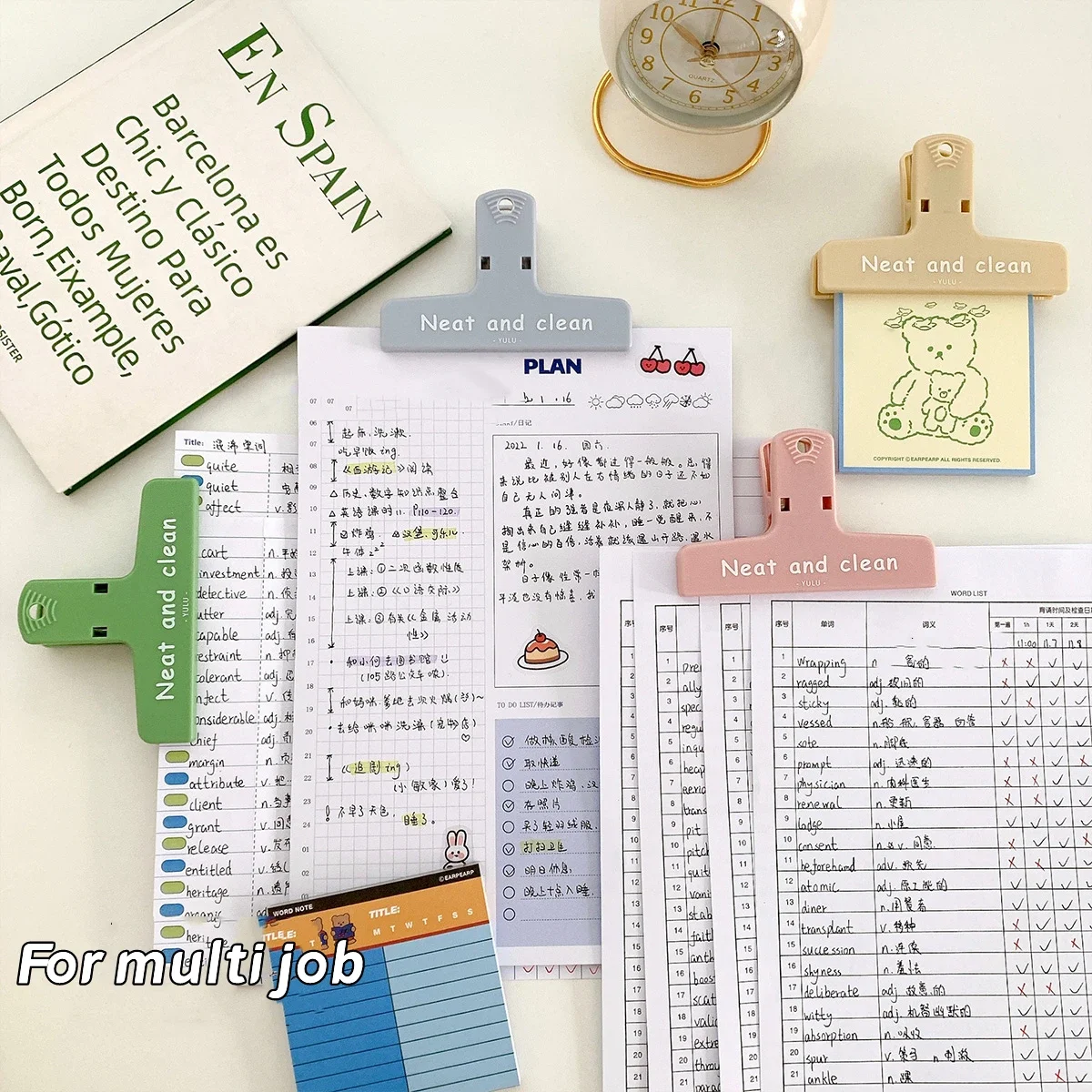 1pcs Neat and Clean Magnetic Paper Clip Retro Color Magnet Clamp Holder for Fridge File Document Memo Office School F7132