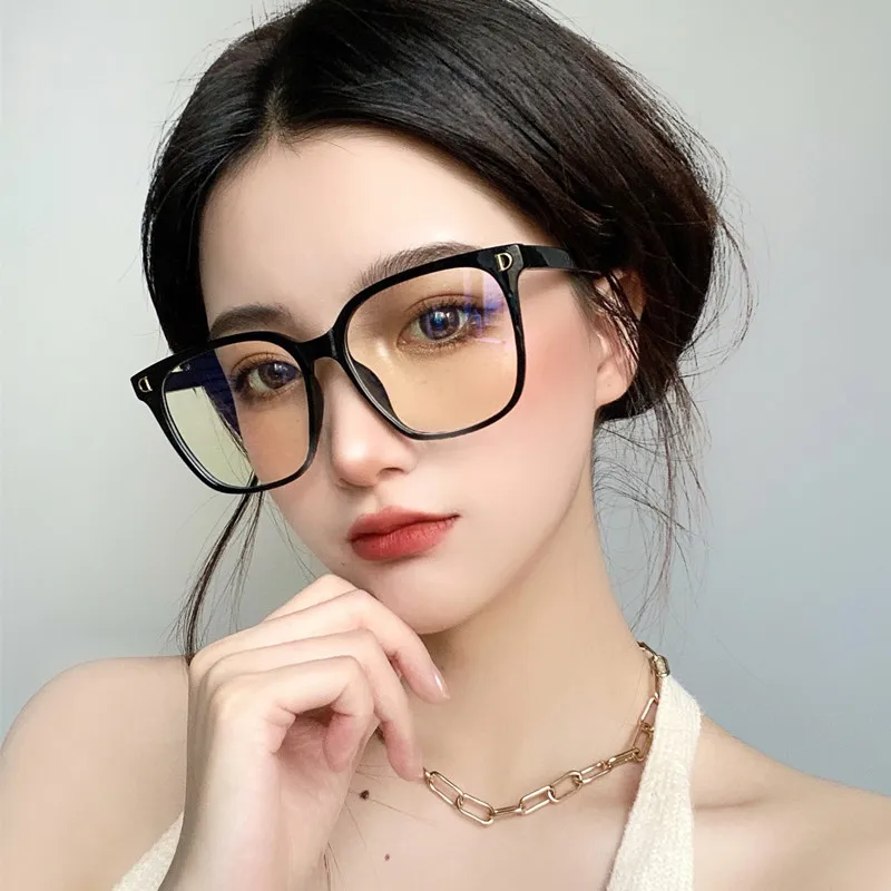 Men Women Large Square Myopia Eyeglasses Fashion Luxury Clear Lens Anti-blue Light Eyewear Classic Near-sighted Diopter Glasses