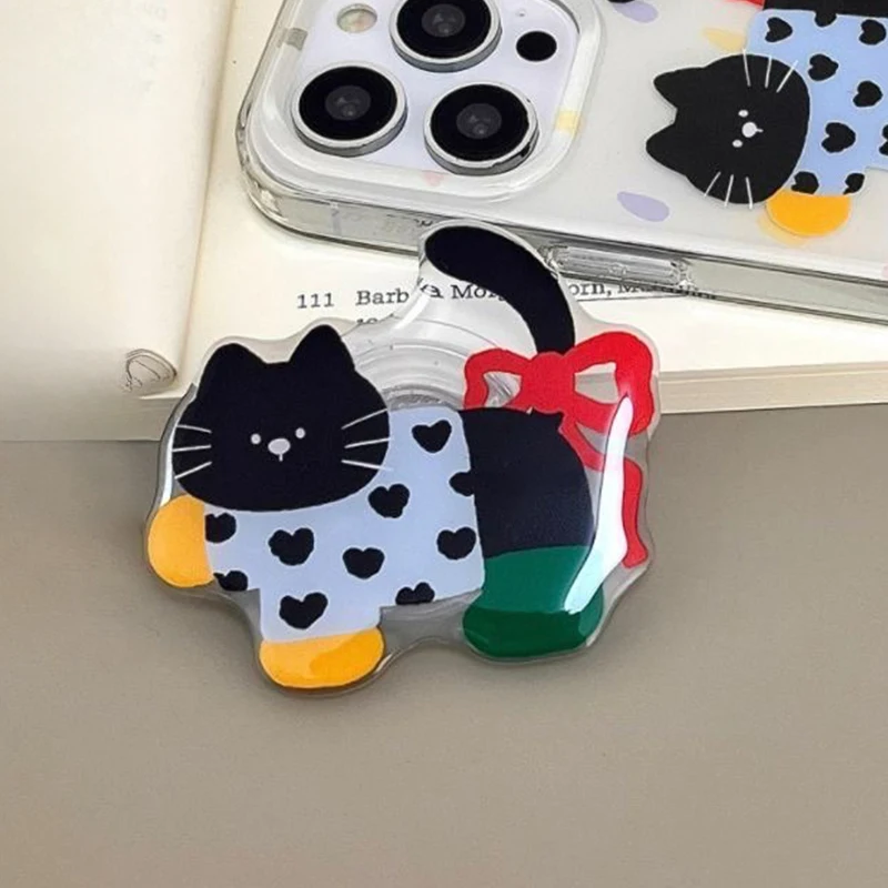 Korean Cute Cartoon Cat Grip Tok Griptok Phone Stand Holder Support For iPhone 15 14 7 8  Samsung Universal Accessories Holder