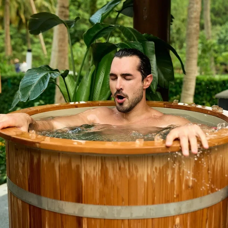 【2026】Thermo Pine Wood Cold Plunge Barrel Wooden Bathtub With 304 SS Tank Ice Bath for Sale