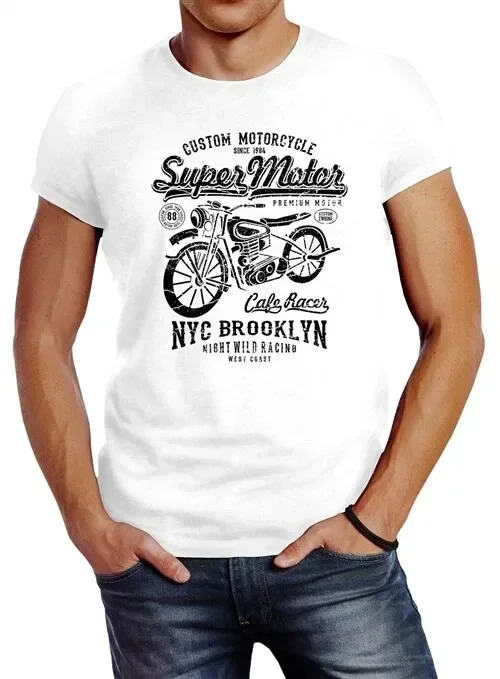 Men’s Biker Motorcycle Retro Vintage Slim Fit T-Shirt NEW ITEM