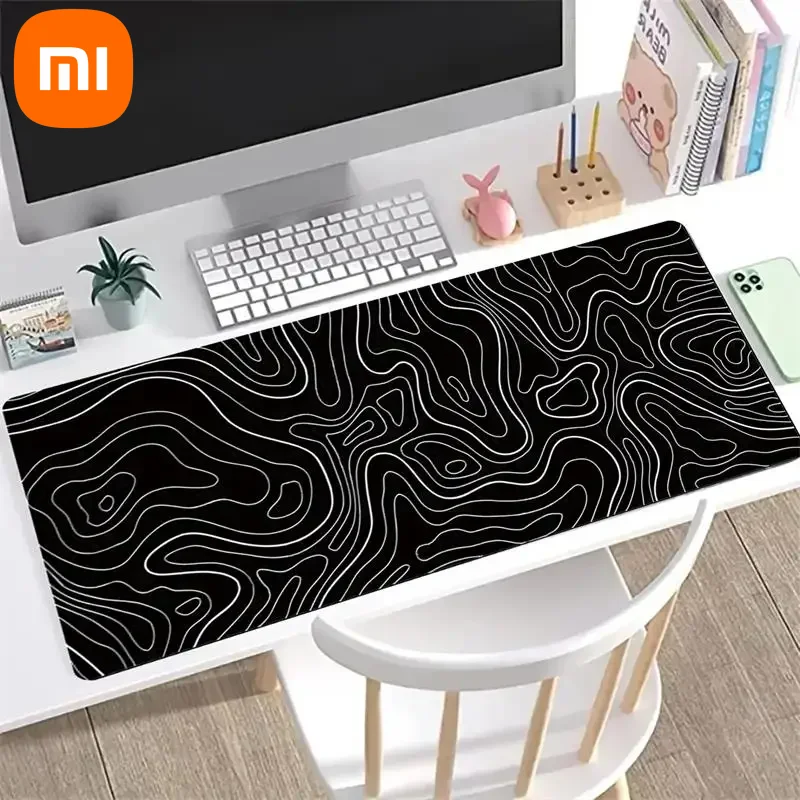 Xiaomi 1Pcs Gaming Mouse Pad Large Keyboard Pad 31.5 x 11.8in Topographic Mouse Pad Black and White Mouse Pad for Keyboard