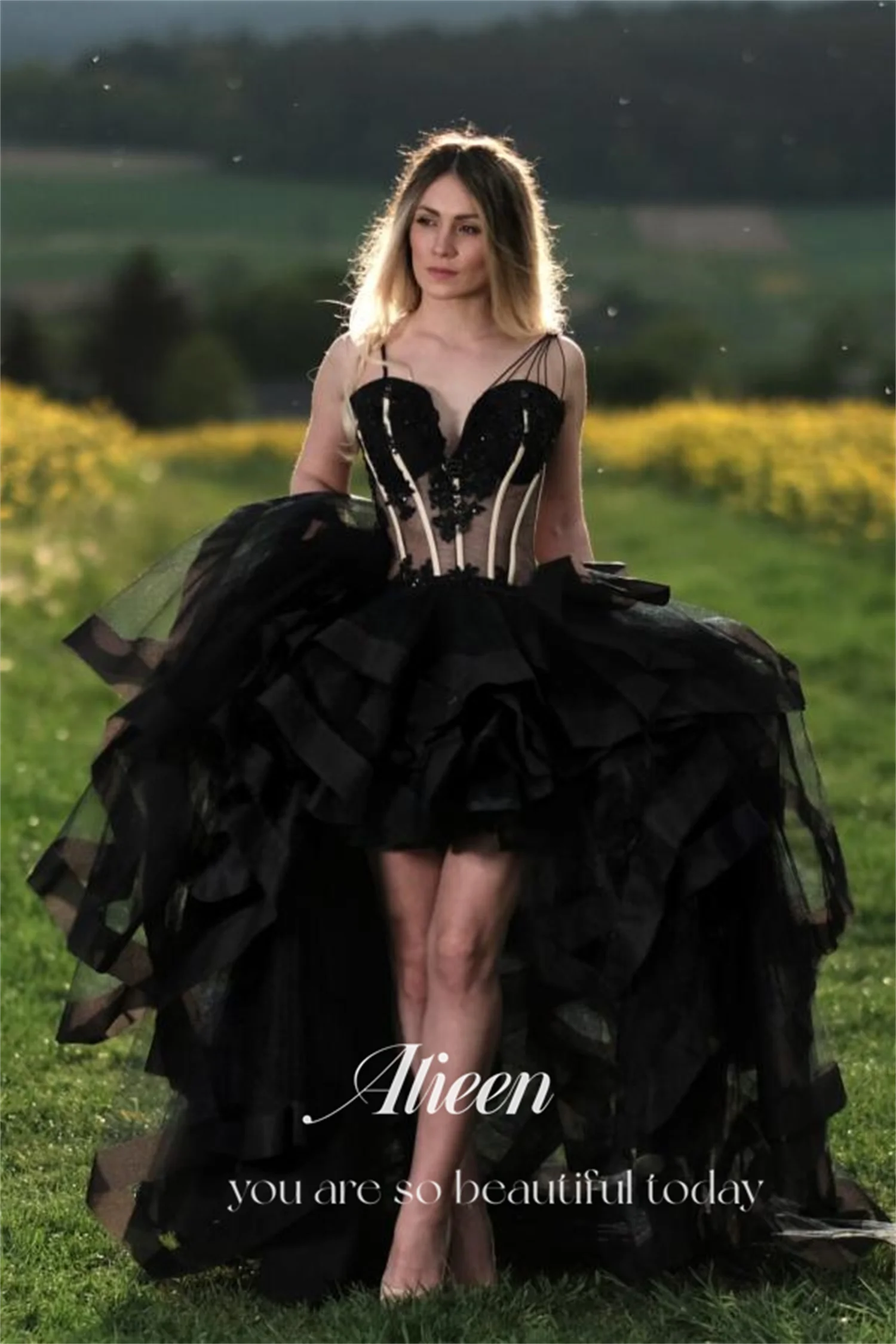 Aileen Galajurken Elegante avondfeestjurken Dames 2024 Zwarte trouwjurk Aangepaste Tutu Speciale gelegenheden Damesgala