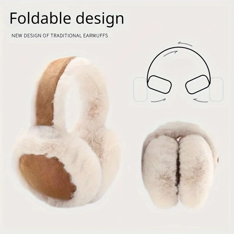 Soft & Cozy Classic Suede Plush Ear Warmers - Non-Slip Foldable Earmuffs for Men & Women Perfect Gift for Christmas