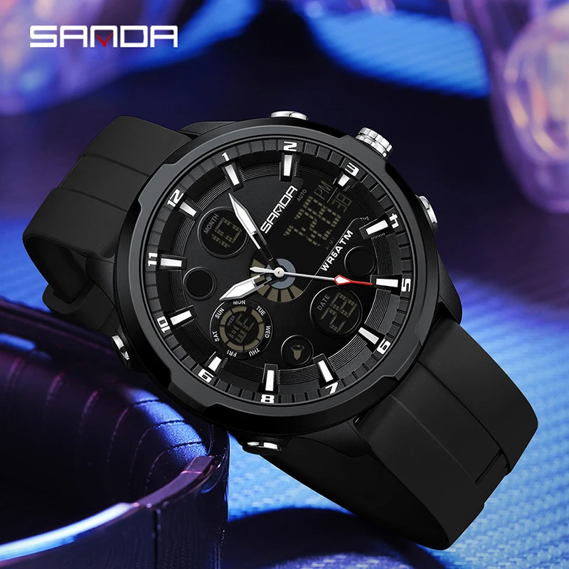 SANDA G Style-reloj Digital para hombre, pulsera electrónica resistente al agua, estilo militar, para deportes al aire libre