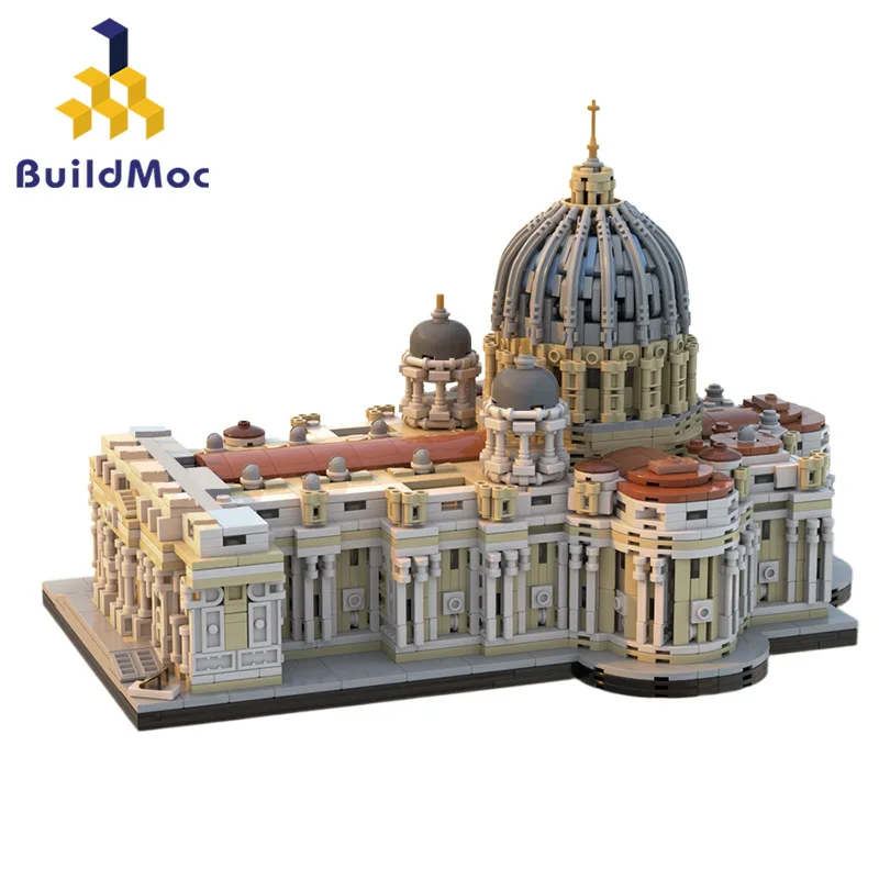 BuildMOC MOC Famous Church Architecture Building Blocks Model St PeterS Basilica Bricks DIY Assembled Toy For Children Gift