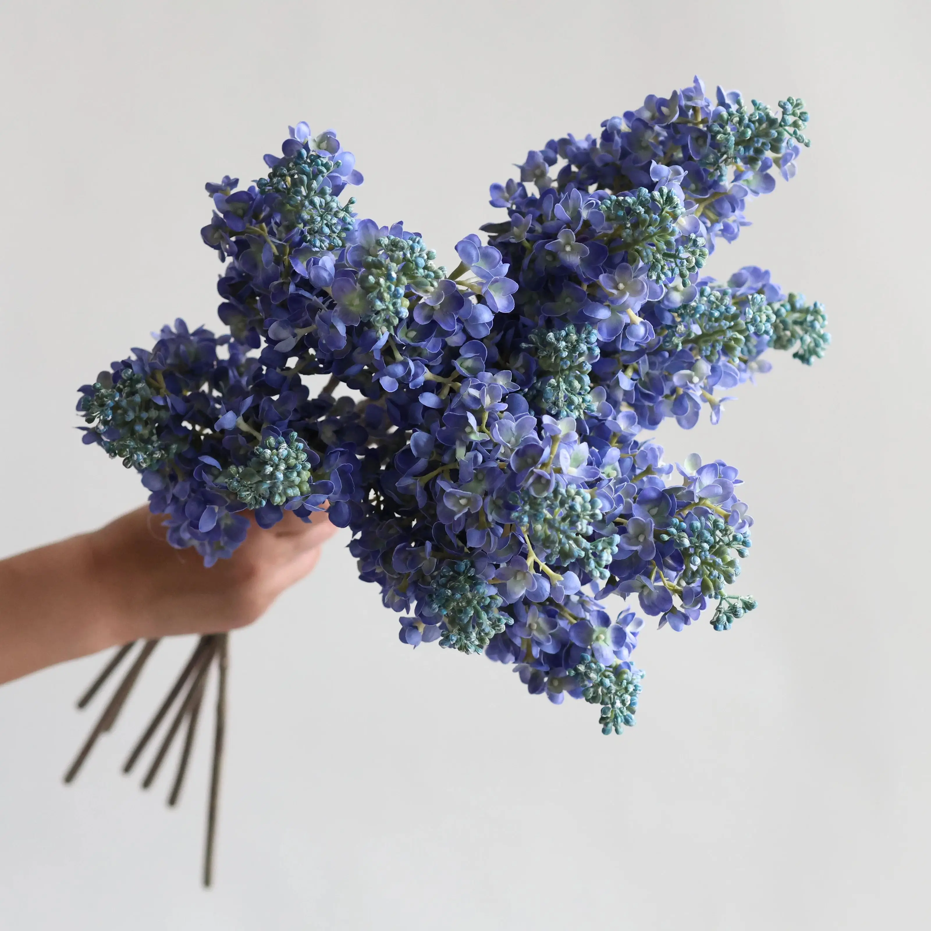 Fake Real Touch Blue Lilac Flower Branch Artificial Spring Summer Flowers, DIY Floral Wedding/Home/Kitchen Decors, Holiday Gift