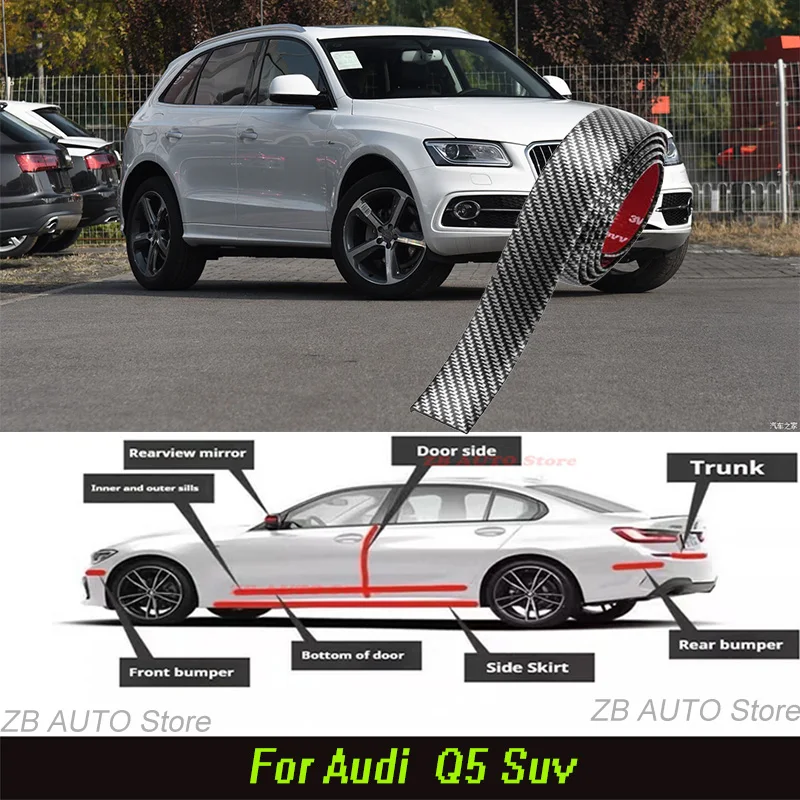 

For Audi Q5 Suv Strong adhesive bumper strip, front and rear lip side skirts, collision and scratch resistant, suitable