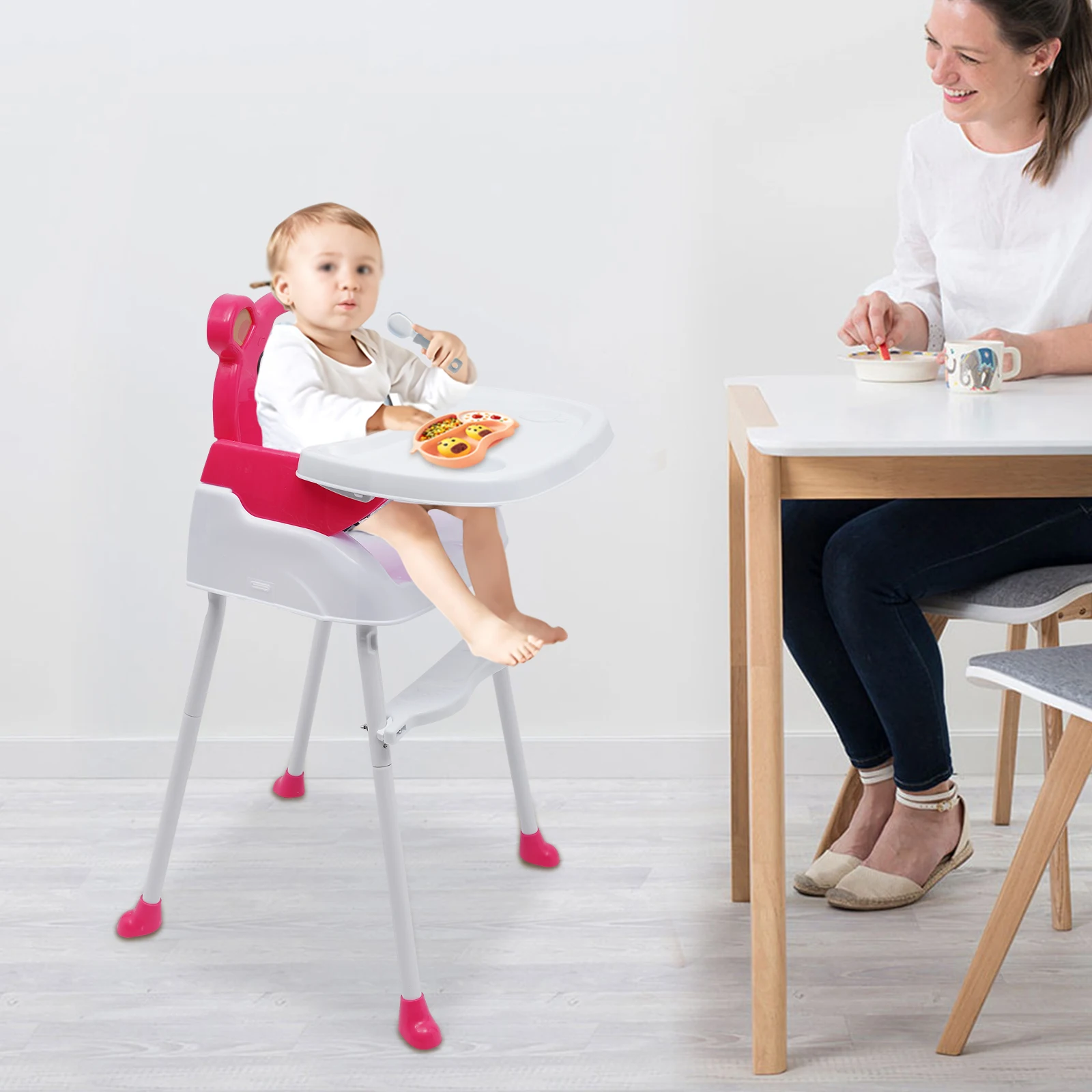 Folding Baby Highchair, Portable Dinning High Chair for Children Feeding, Baby Table and Chair 15.75x12.6\