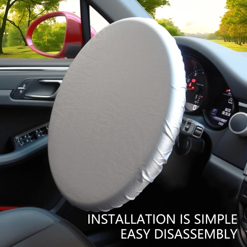 0XXD Multipurpose 42CM Automotive Steering Wheel Protector Thermal Insulation Sun Shielding Not Slip Surfaces for hot Weather
