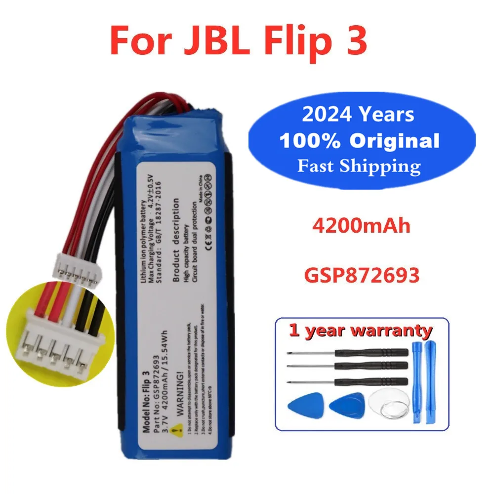 4200mAh 100% Original Speaker Replacement Battery For JBL Flip 3 Flip3 GSP872693 Bluetooth Player Loudspeaker Battery Bateria