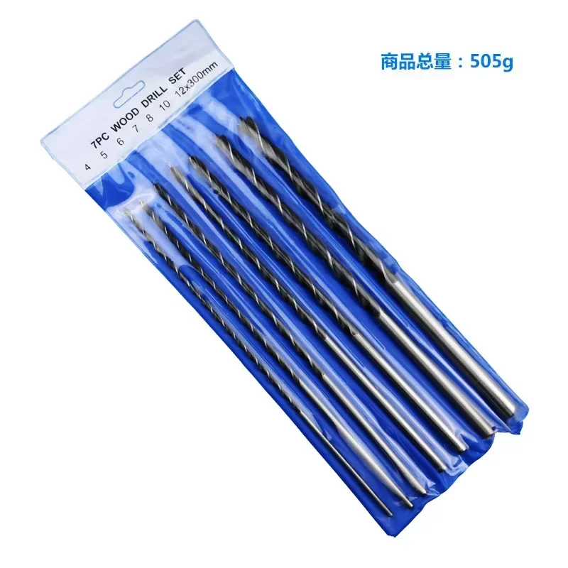 

7Pcs 300mm Center Locator Twist 4mm-12mm Carbon Steel Woodworking for Hardwood Plywood Plastic Aluminum Drill Bit Set
