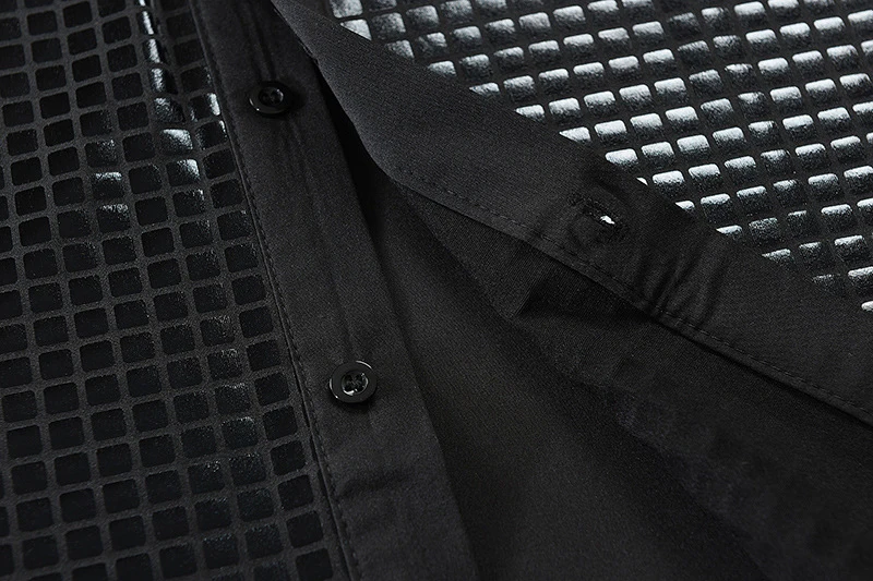 Camisa de lentejuelas negras para hombre, camisa de manga larga con botones, informal, para fiesta, club nocturno, escenario, graduación, 2XL