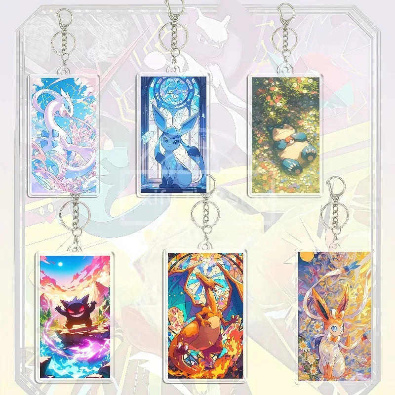 

Rayquaza Vaporeon Gengar Charizard Acrylic Keychain Anime Game Characters Self Made Acrylic Pendant Decoration Gift