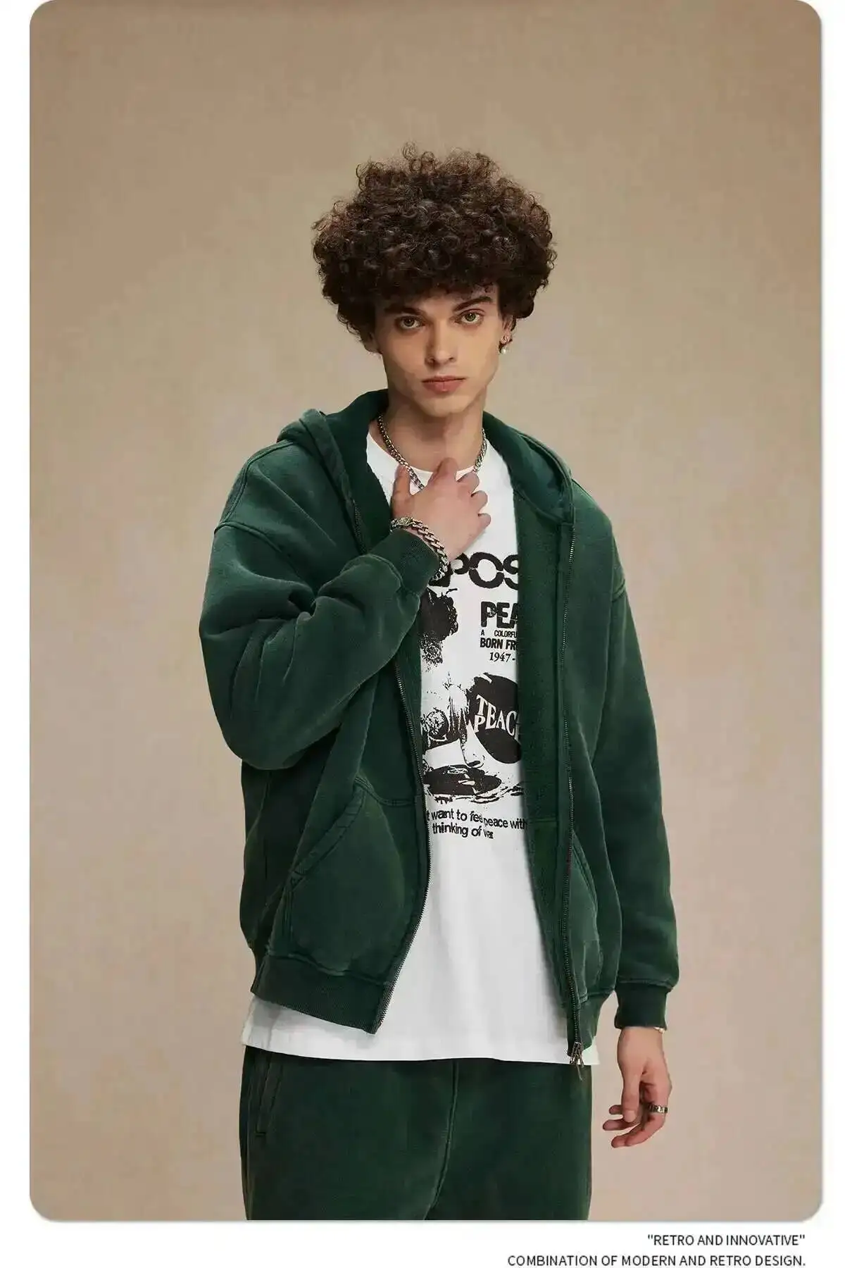 IEFB Men's Wear Wax Printing Vintage Male Hoodies Oversized Loose Zipper Water Washed Plush Sweatshirt Trendy New 9C9349 29 S5113a39a238641309d10988485b2db36B