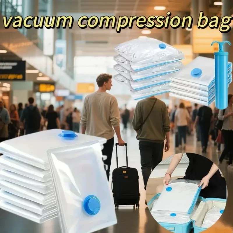 1–20 Stück wiederverwendbare Vakuumbeutel- und Pumpenabdeckung für die Aufbewahrung von Kleidung, große Kompression, leerer Beutel, Reisezubehör, saisonale Übergang