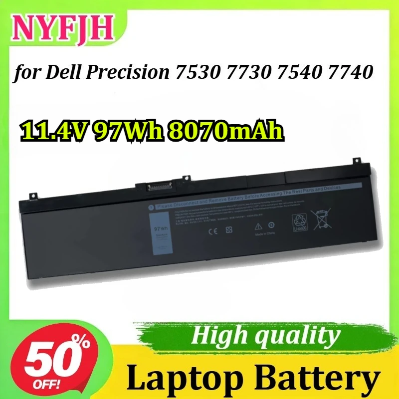 

Новая аккумуляторная батарея NYFJH 11.4V 97Wh 8070mAh для ноутбуков Dell Precision 7530 7730 7540 7740, высокая емкость