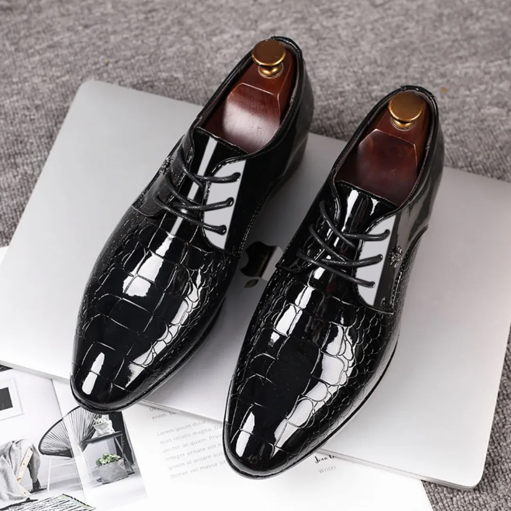 New arrival Men's Dress Shoes Cracked Stripe Classic Formal Business Oxford Shoes Casual Lace Up Mens Derbys Shoes