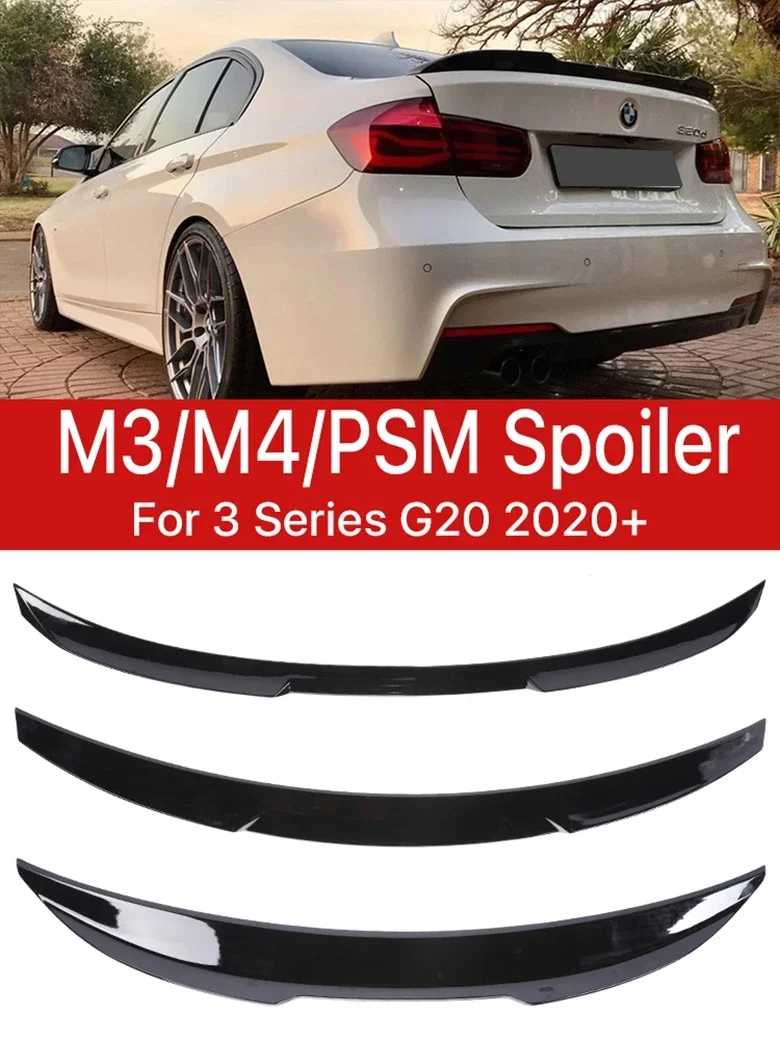 

New! Gloss Black M3 MP Rear Roof Lip Bumper Trunk Spoiler PSM M4 Style Slim Wing Kit For BMW 3 Series G20 2019+ Carbon Fiber