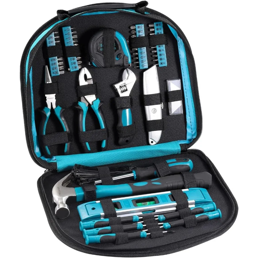 

MultiPurpose Tool Kit with Compact Round Pouch Including 164 Pieces Ideal for Home Repairs Outdoor Adventures and Emergency Sit