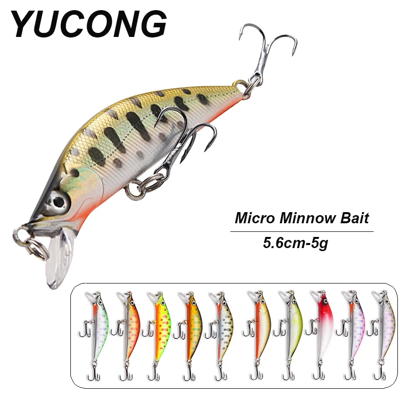 YUCONG 5PCS Mini Fishing Lures Combo 56mm-5g Trolling Minnow Bait Sinking Hard Wobblers Sinking Swimbaits Micro Cebos Pesca Isca