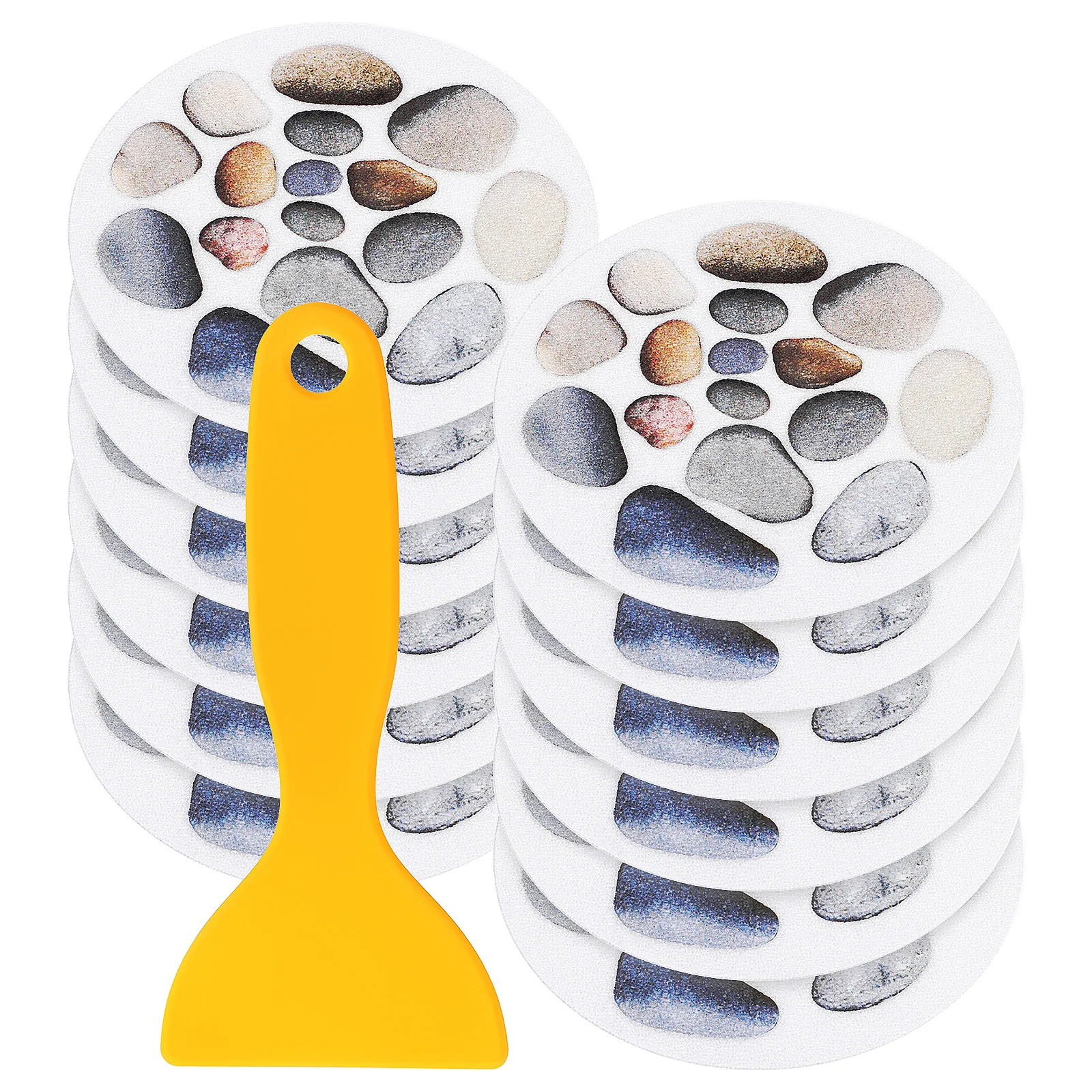 

12 Sheets Non-slip Stickers 15cm Colored Stone Bathtub Shower Grip Adhesive Decals Anti-slip Bath Tub Decorations