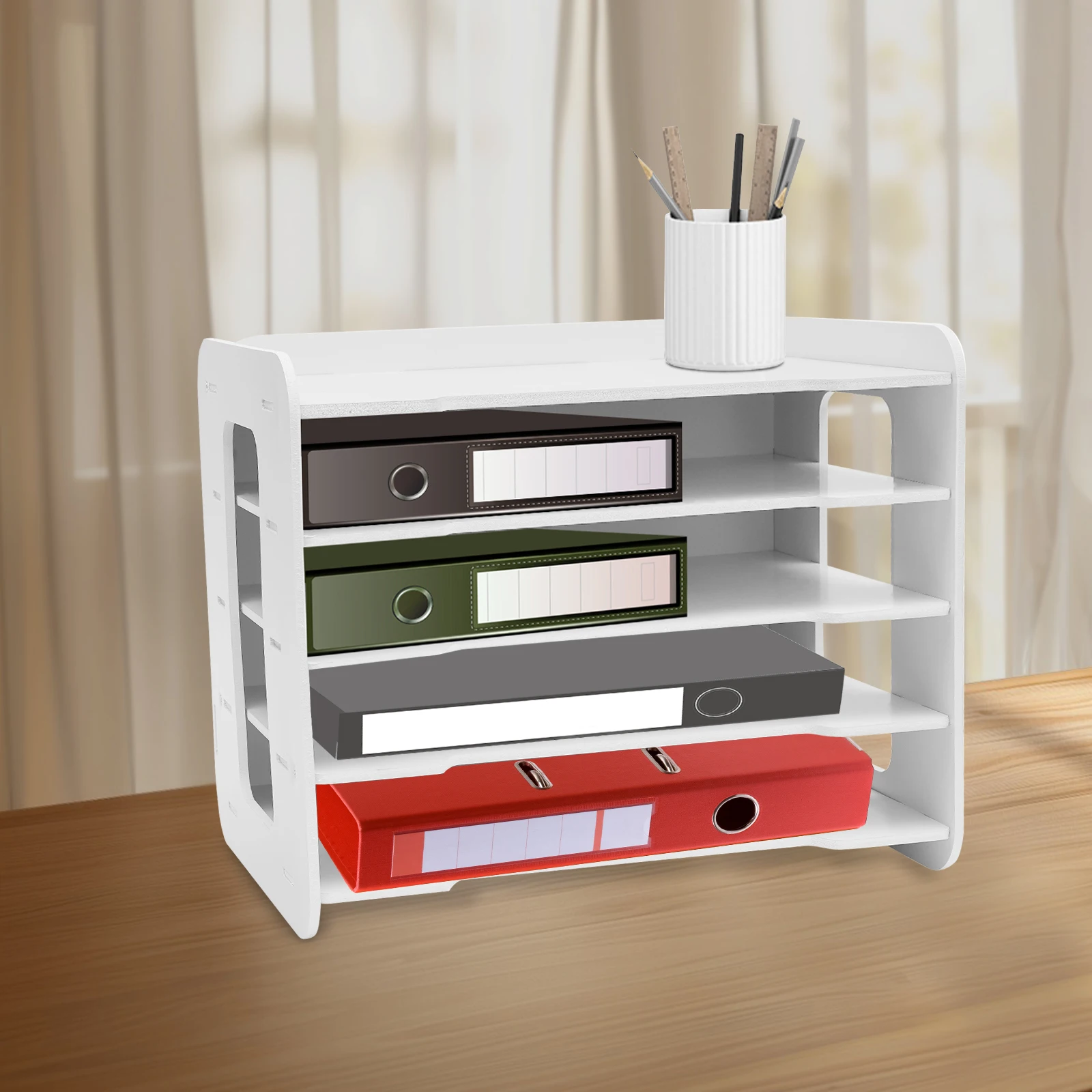 

5 Layer File Document Holder Letter Tray Organizer Large Office Desk Paper Document Storage Shelf Desktop Holder