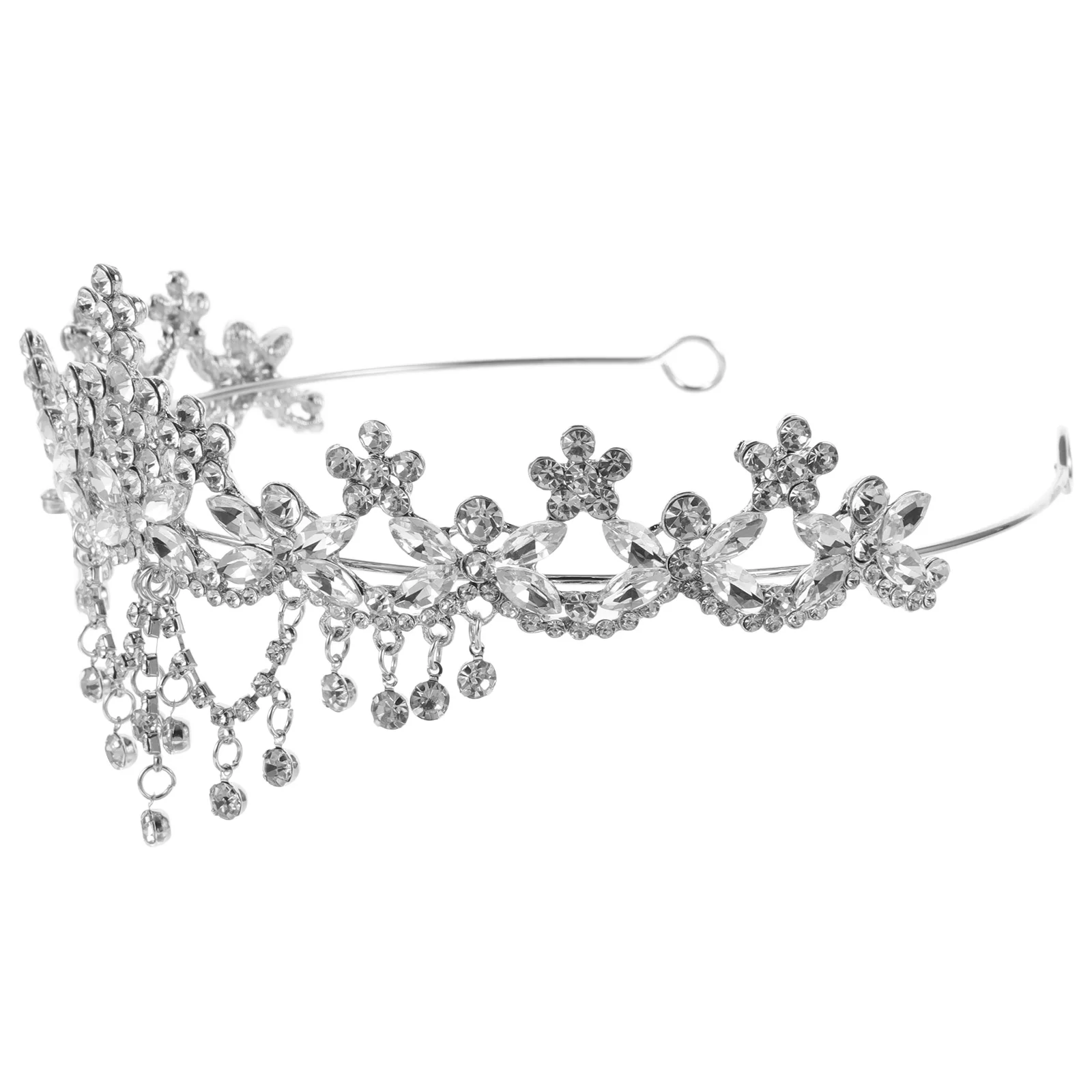 

Crystal Crown Headpiece Silver Bridal Tiara Wedding Party Accessories Queen Costume Elegant Veil Hair Tool Hairstyling
