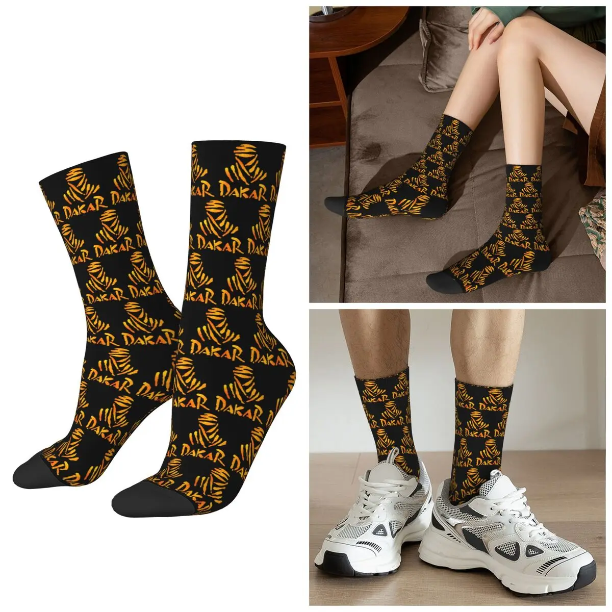 All Seasons Dakar Rally Motorcycle Socks Harajuku Sport Middle Tube Socks Funny Stockings for Men Women Valentine's Day Gifts