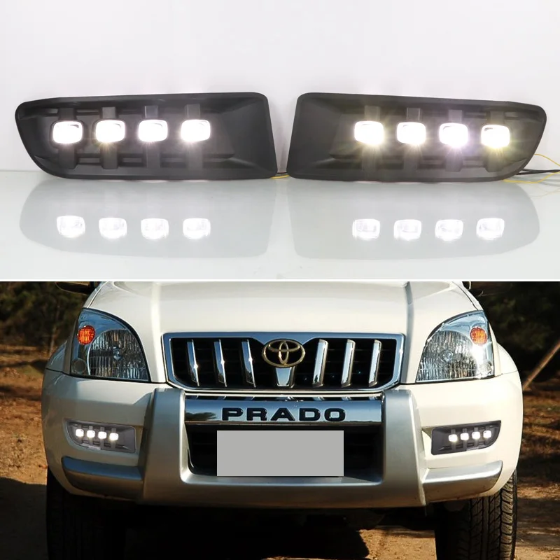 12V LED DRL For Toyota Prado 120 FJ120 2003 2004  - 2009 Auto Daylight Turn Signal Car Headlight Daytime Running Light Indicator