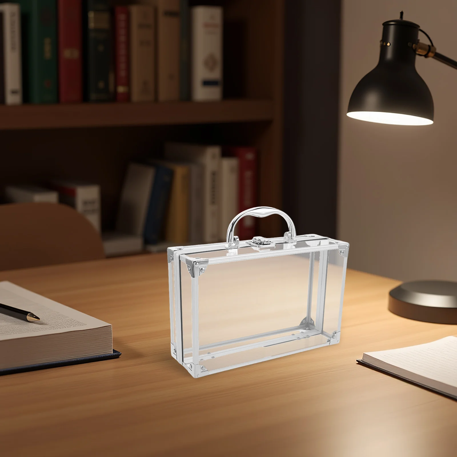 Transparent Book Case With Handle Clear Storage For Textbooks Documents Comics Waterproof Dustproof Moisture Resistant