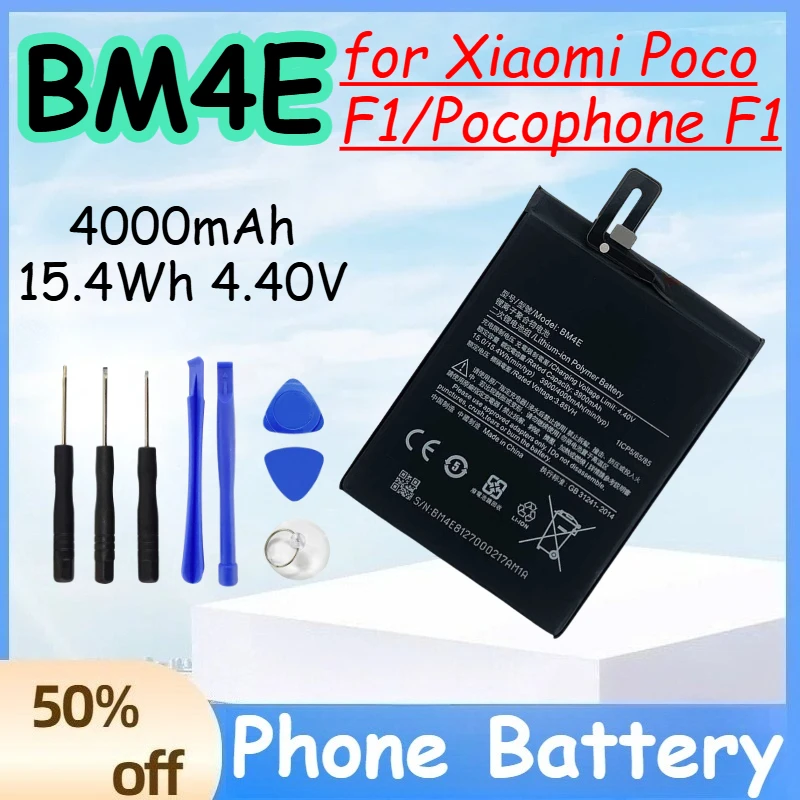 

BM4E 4000mAh 15.4Wh 4.40V Battery for Xiaomi Poco F1/Pocophone F1 High Quality Replace Mobile Phone Battery+Free Tools