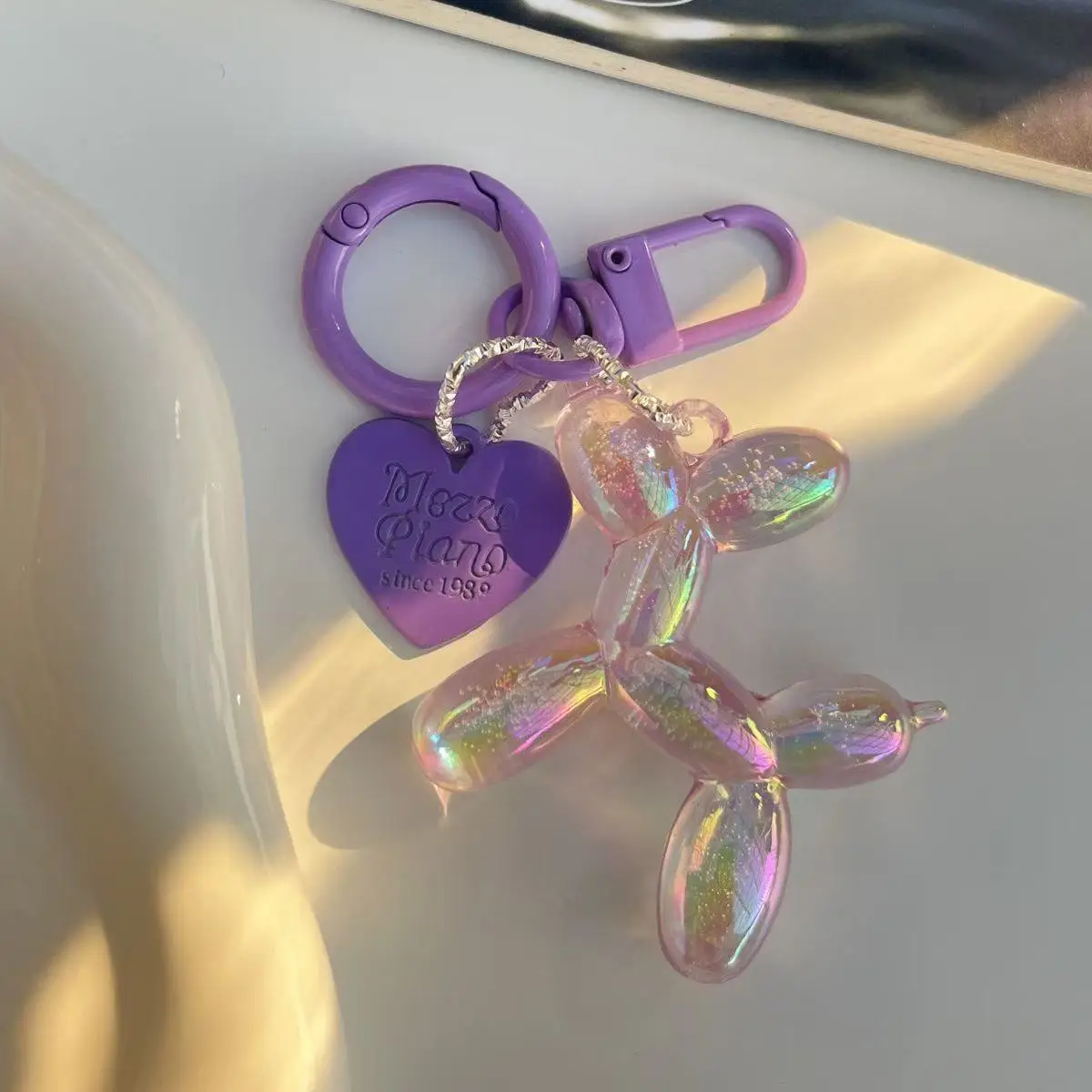 Keychain Charm Heart Bubble Balloon Dog Couple DIY Bag Pendant Earphone Decoration Small Portable Multicolor Resin Niche