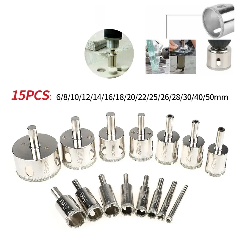 

SHEEN 10Pcs Diamond Coated Drill Bit Set 6-30mm Hole Saw Drill For Tile Marble Glass Ceramic Diamond Core Bit Cutting Tools