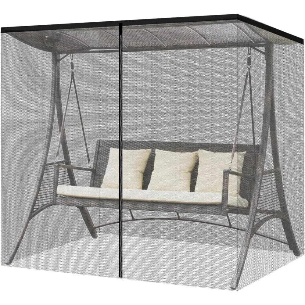 

mosquito netting for 3 person swing, black patio swing mosquito netting outdoor mesh screen with zipper opening and roof waterpr