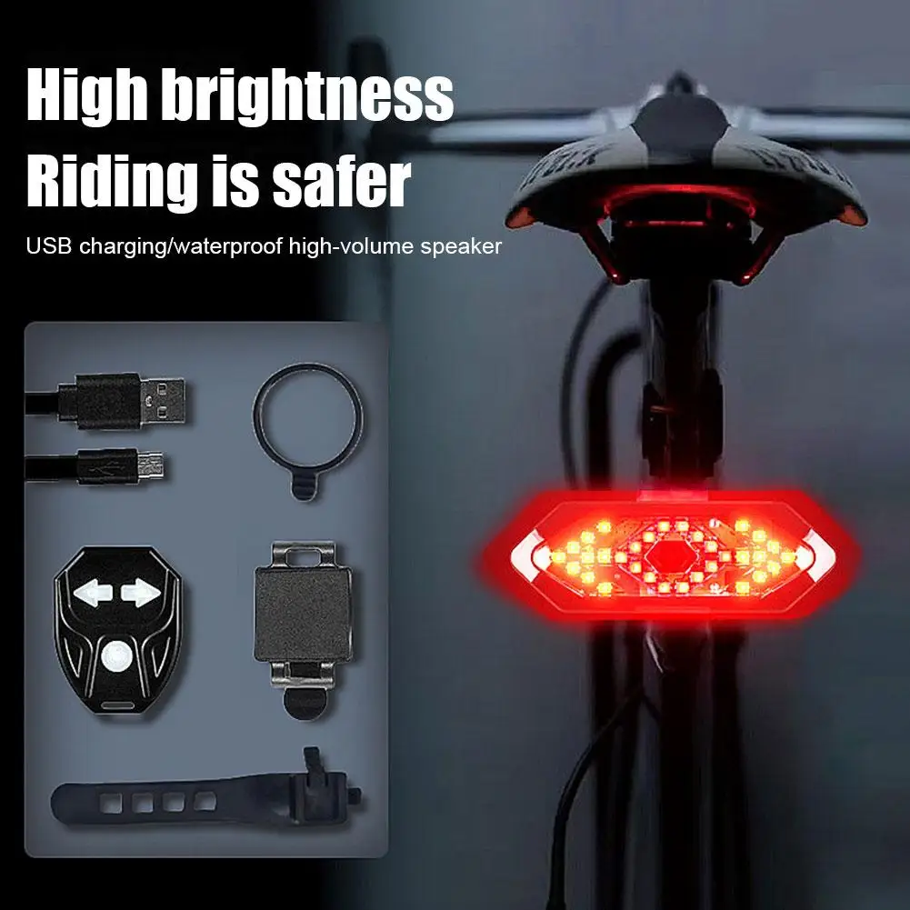 

Bike Turn Signal Warning Light With Horn Wireless Remote Bike Light Cycling Control Indicator Accessories Rechargeable Usb W4i9