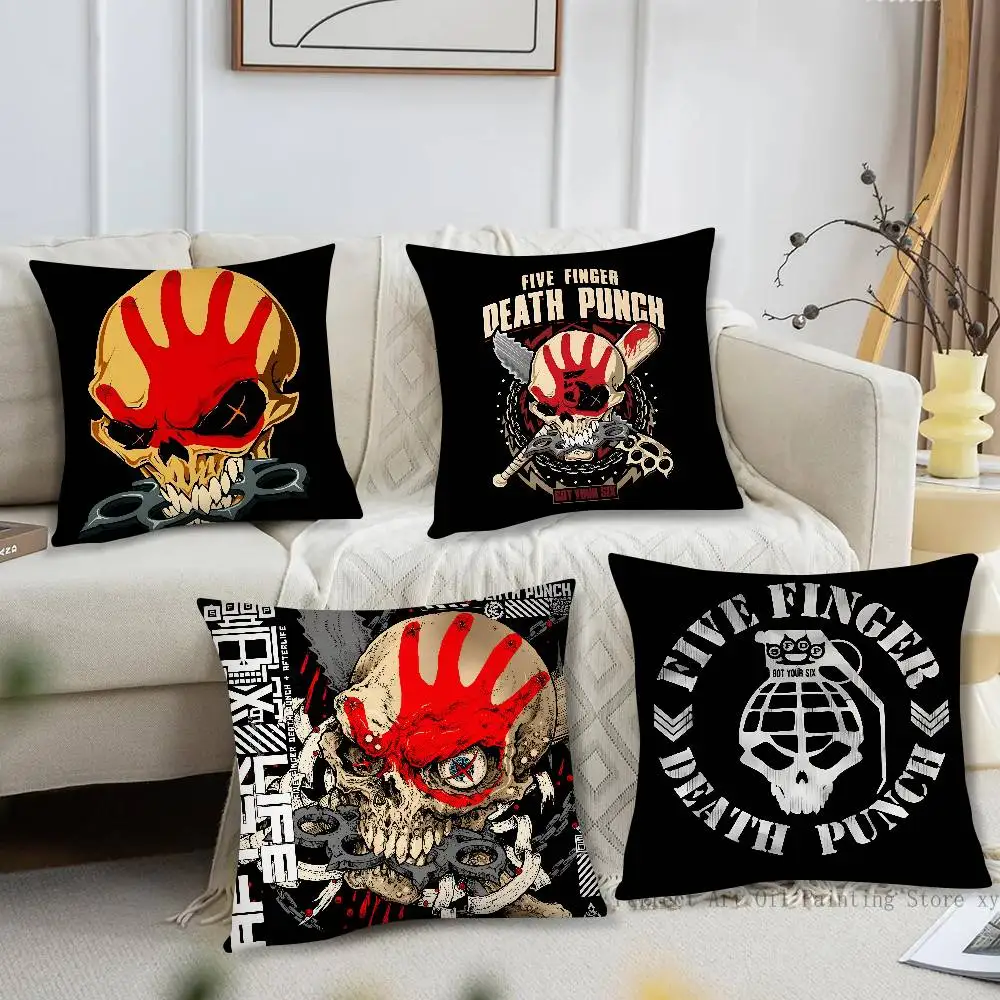 1pc Vintage F-Five Finger Death Punch Band Pillow Case Fashion Square Pillowcase Bedroom Sofa Room Ins Decoration Leisure