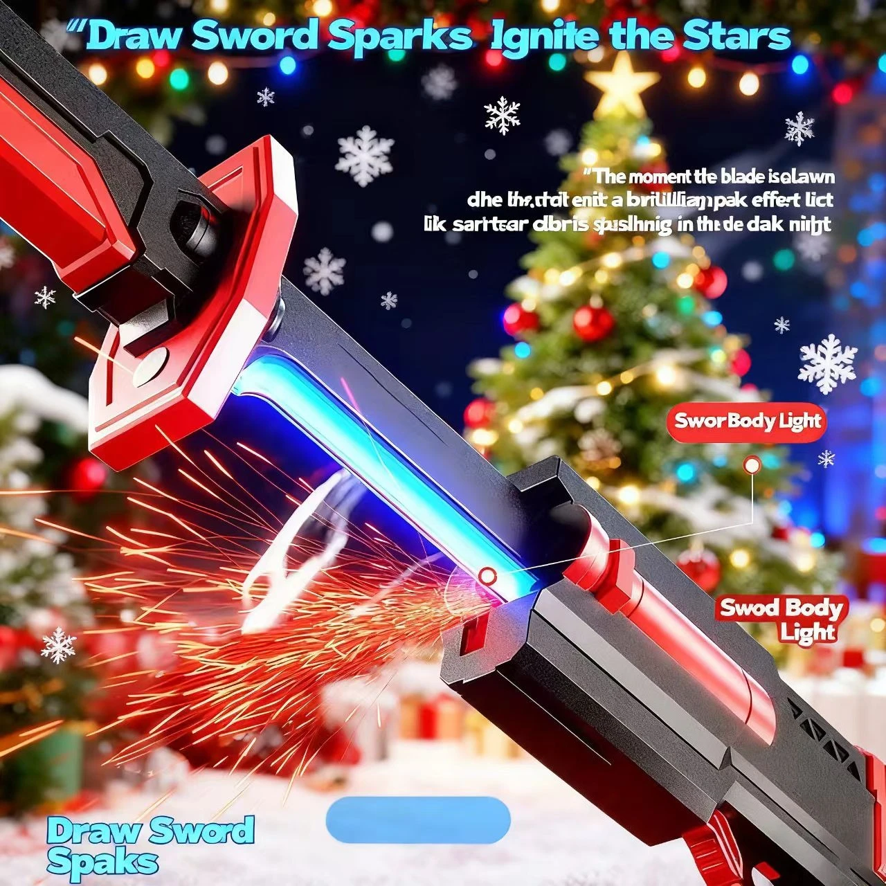 

Colorful Streamer Glowing Sword with Spark & Smoke Effect 7-Color Light Swords Toy for Kids Adults Party Cosplay Christmas Prop