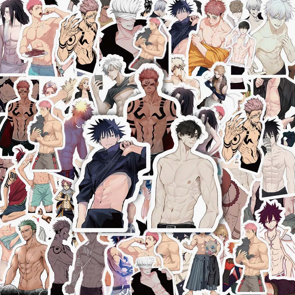 10/60pcs Cartoon Anime Muscle Man DIY Graffiti Stickers Pack Scrapbooking Skateboard Luggage Helmet Laptop Car Decorative Decals