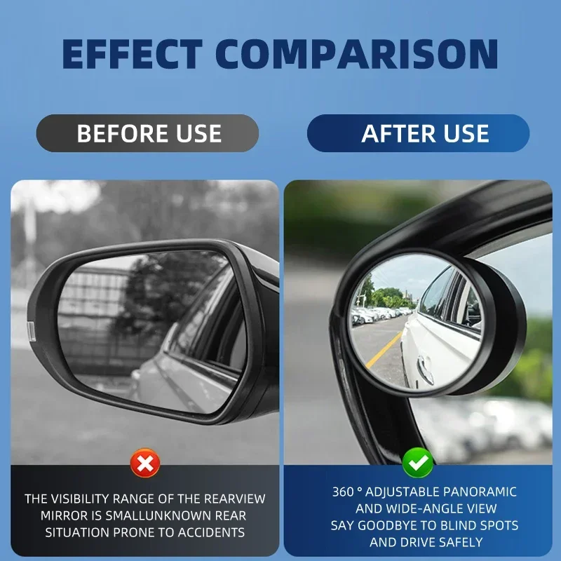 2in1 Car Rearview Mirror Rain Eyebrow Reversing Small Round Mirror For Audi A5 A6 C6 C5 A1 A7 A8 Q2 Q3 S3 A4 B5 B6 A3 8P 8V 8L view 4